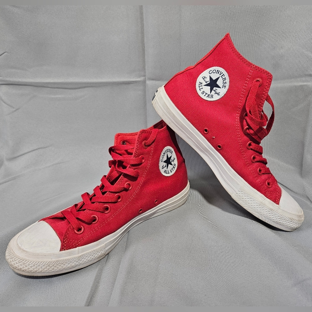 Converse Chuck Taylor 2 II All Stars, Red High Top Sneakers M8.5 W10.5 Unisex